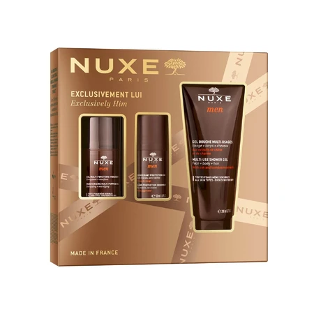 Nuxe Men Set, Feuchtigkeitsgel für das Gesicht, 50 ml + Deodorant, Roll-on, 50 ml + Duschgel, 200 ml
