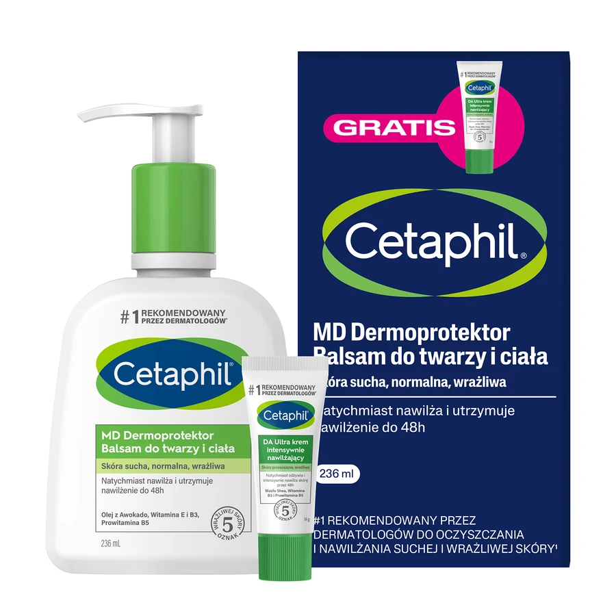 Cetaphil MD Dermoprotector, lotion pour le visage et le corps, 236 ml + Cetaphil DA Ultra, crème hydratante intensive, mini produit, 14 g gratuit