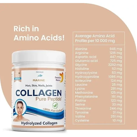Swedish Nutra Marine Collagen Pure Peptide, neutral flavor, 300 g
