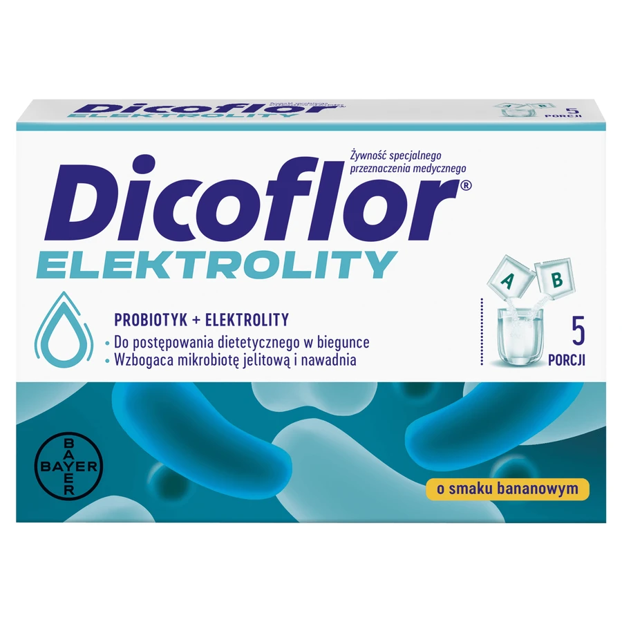 Dicoflor Elektrolity, voor kinderen en volwassenen, bananensmaak, 10 sachets