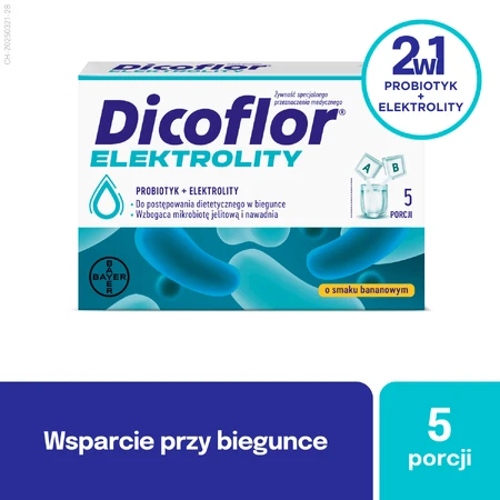 Dicoflor Elektrolity, voor kinderen en volwassenen, bananensmaak, 10 sachets