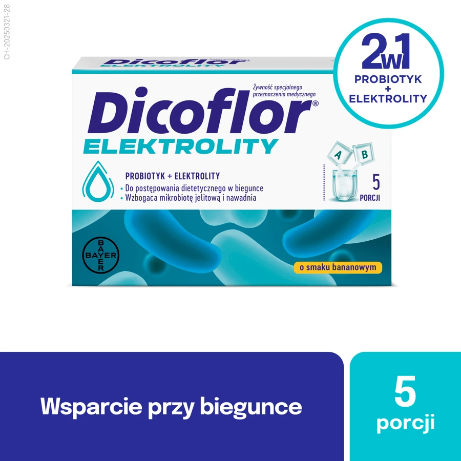 Dicoflor Elektrolity, voor kinderen en volwassenen, bananensmaak, 10 sachets