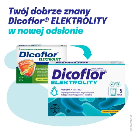 Dicoflor Elektrolity, voor kinderen en volwassenen, bananensmaak, 10 sachets