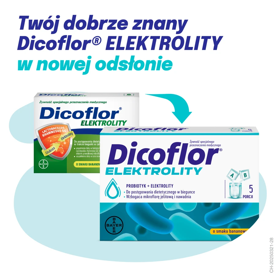 Dicoflor Elektrolity, voor kinderen en volwassenen, bananensmaak, 10 sachets