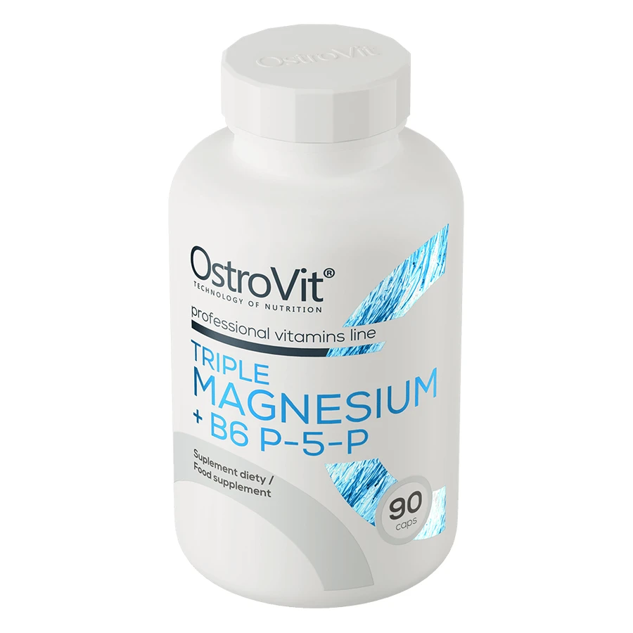 OstroVit Dreifach-Magnesium + B6 P-5-P, 90 Kapseln