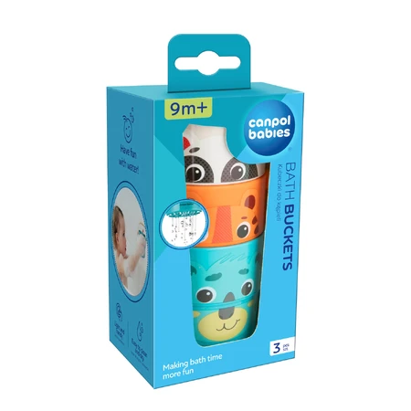 Canpol Babies, Badetassen, Hello Little, ab 9 Monate, 3 Stück