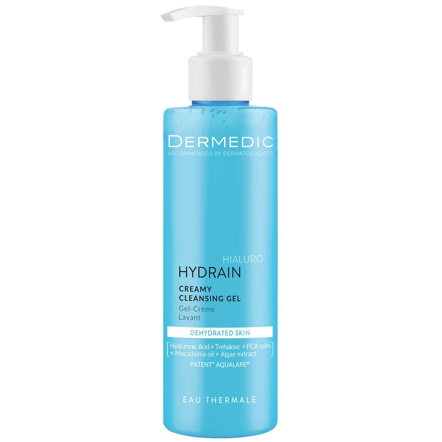 Dermedic Hydrain, gel nettoyant crémeux pour le visage, peau déshydratée et sèche, 200 ml