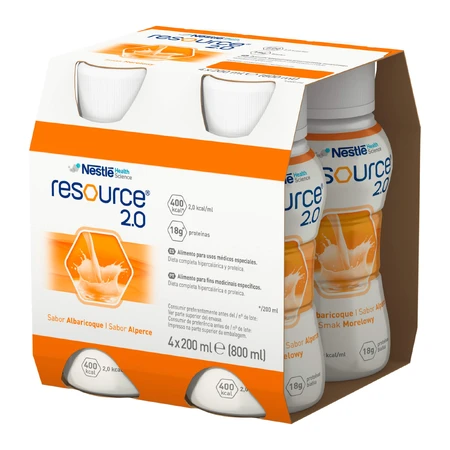 Kit Resource 2.0, voedingspreparaat, abrikozensmaak, 8 x 200 ml + aardbeiensmaak, 200 ml gratis
