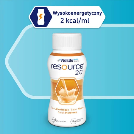 Kit Resource 2.0, voedingspreparaat, abrikozensmaak, 8 x 200 ml + aardbeiensmaak, 200 ml gratis