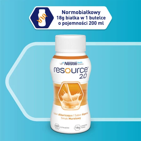 Kit Resource 2.0, voedingspreparaat, abrikozensmaak, 8 x 200 ml + aardbeiensmaak, 200 ml gratis
