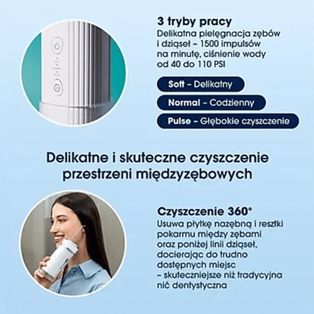 Zent Stream+, cordless dental irrigator, collapsible, navy blue, 250 ml
