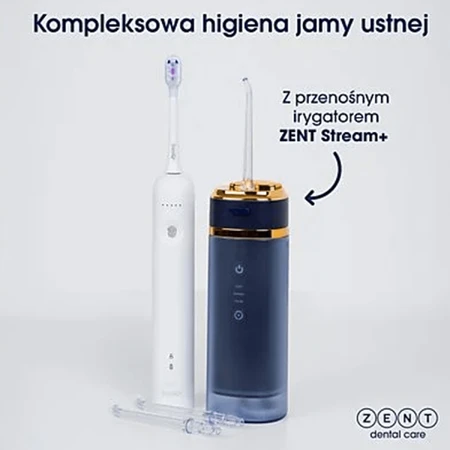 Zent Stream+, cordless dental irrigator, collapsible, navy blue, 250 ml