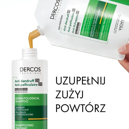 Vichy Dercos Anti Dandruff DS, Anti-Schuppen-Shampoo, trockenes Haar, Ersatz, 390 ml