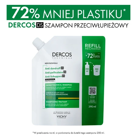 Vichy Dercos Anti Dandruff DS, Anti-Schuppen-Shampoo, trockenes Haar, Ersatz, 390 ml