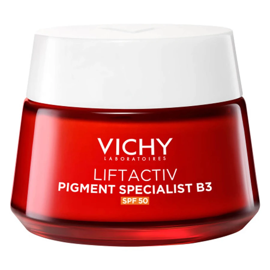 Set Vichy Liftactiv Pigment Specialist B3, Creme gegen Verfärbungen, SPF 50, 50 ml + Augencreme, 15 ml + Lichtfluid SPF 50+, 15 ml + Schminktasche gratis