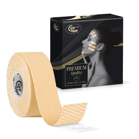CureTape Beauty, kinesiotaping en esthetische tape voor het gezicht, lichtbeige, 2,5 cm x 5 m, 1 stuk