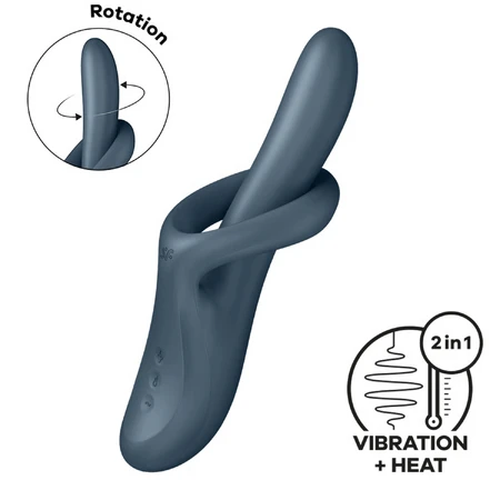Satisfyer Heat Flex 4, roterende bunny vibrator met verwarmingsfunctie, grijs