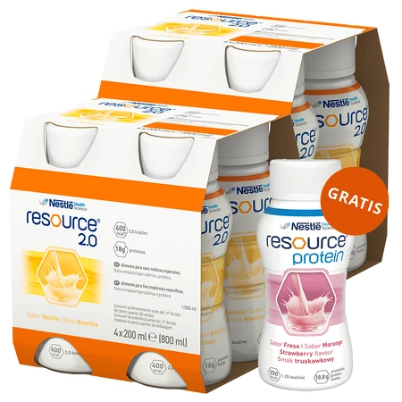Resource 2.0 kit, nutritional formula, vanilla flavor, 8 x 200 ml + strawberry flavor, 200 ml free of charge