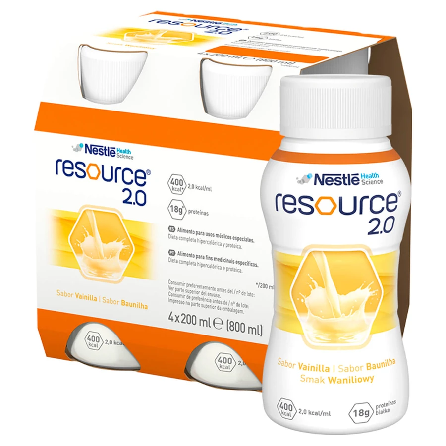 Resource 2.0 kit, nutritional formula, vanilla flavor, 8 x 200 ml + strawberry flavor, 200 ml free of charge