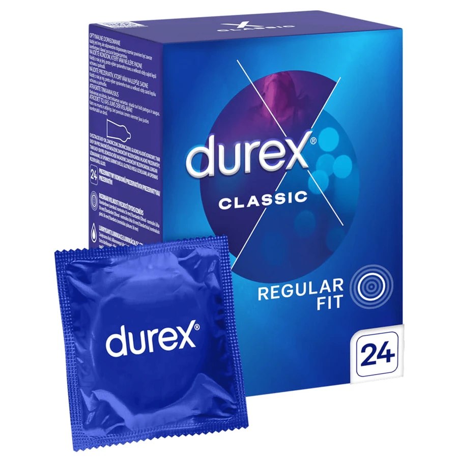 Durex Classic, condoms with more lube, 24 pieces