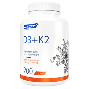 SFD D3 + K2, vitamina D 2000 UI + vitamina K 100 µg, 200 comprimidos