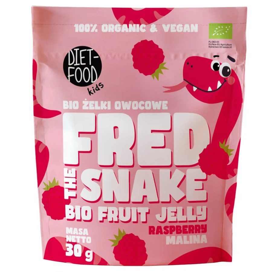 Fred The Snake, Fruchtgummi, Himbeere, Bio, 30 g