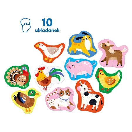 CzuCzu Puzzles zum Paaren Meine Tiere, Puzzles für Kinder, ab 18 Monaten, 20 Elemente