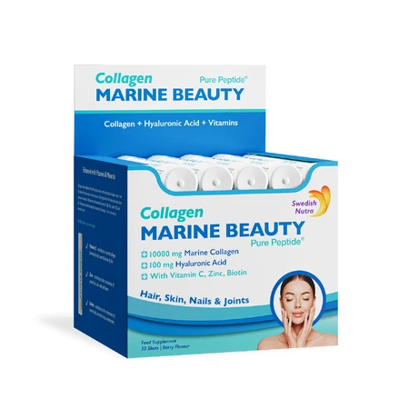 Swedish Nutra Marine Collagen Beauty Pure Peptide Shots 10000 mg, aromă de fructe de pădure, 30 buc