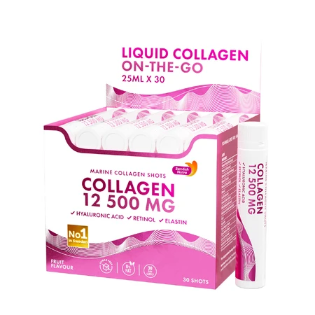 Swedish Nutra Marine Collageen 12500 mg Shots, appelsmaak, 30 stuks
