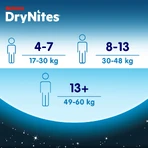 Huggies DryNites, overnight briefs for boys, 8 -13 years, 30-48 kg, 9 pieces