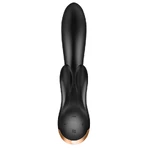 Satisfyer Double Flex, vibrador conejito controlado por app, negro, 1 unidad