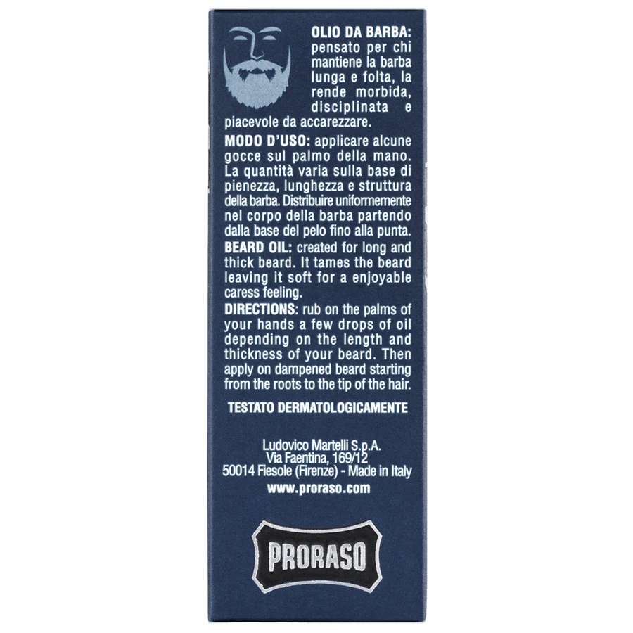 Proraso Blue, beard oil, azur lime, 30 ml