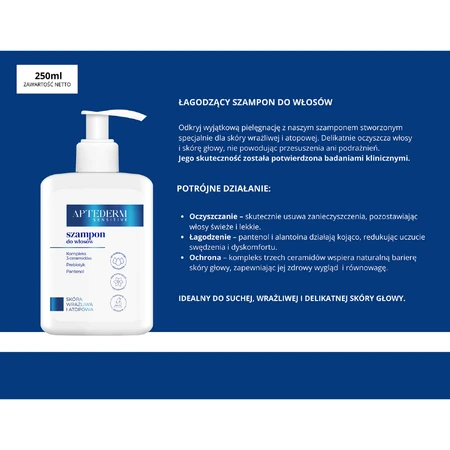 Aptederm Sensitive, shampoo, sensitive and atopic skin, 250 ml