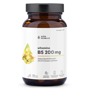 Aura Herbals Vitamina B5 200 mg, ácido pantoténico, 90 cápsulas