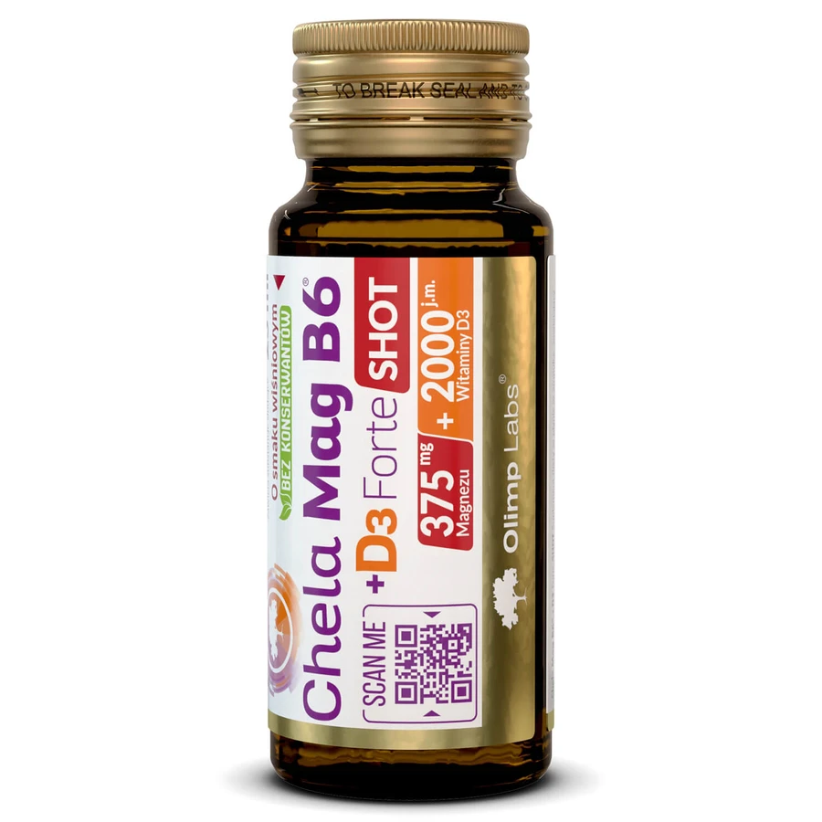 Olimp Chela-Mag B6 + D3 Forte Shot, ampullen, kersensmaak, 9 x 25 ml