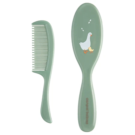 Canpol Babies Set, Bürste und Kamm mit weichen Borsten, ab Geburt, Gans, grün
