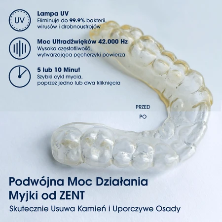 Zent Ultrasonic Cleaner, ultrasonic cleaner with UV lamp for orthodontic trays, dentures, braces