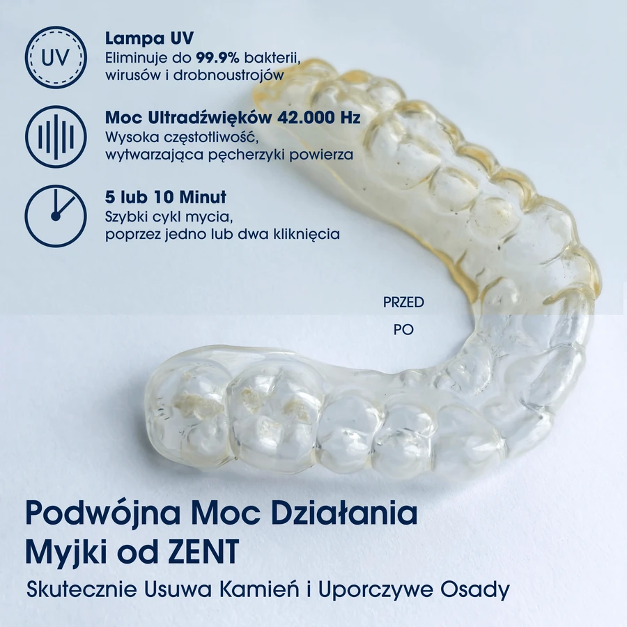 Zent Ultrasonic Cleaner, ultrasonic cleaner with UV lamp for orthodontic trays, dentures, braces