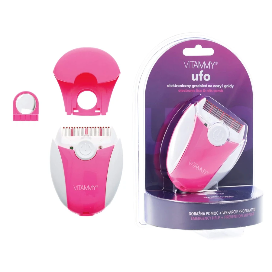 Vitammy Ufo, elektronischer Läuse- und Nissenkamm, rosa, 1 Stück