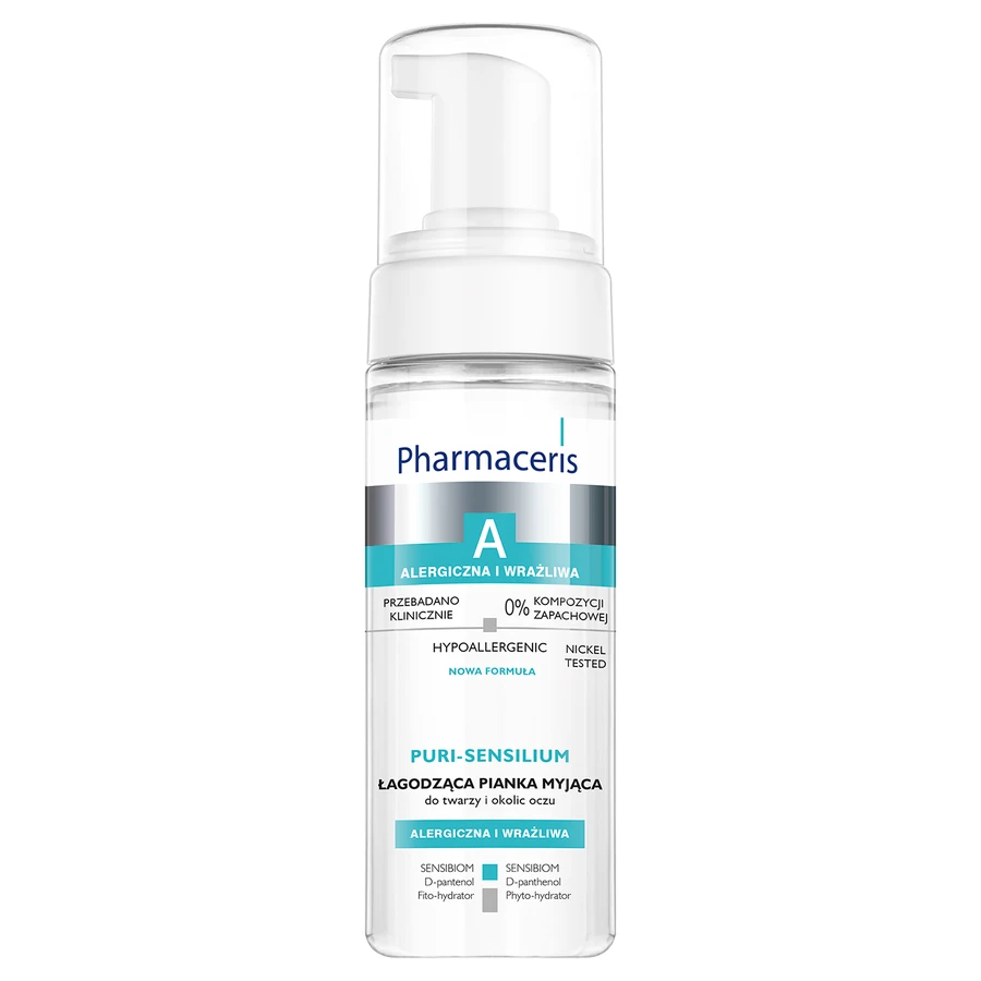 Pharmaceris A Puri-Sensilium, mousse nettoyante apaisante pour le visage et le contour des yeux, 150 ml