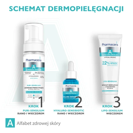 Pharmaceris A Puri-Sensilium, mousse nettoyante apaisante pour le visage et le contour des yeux, 150 ml