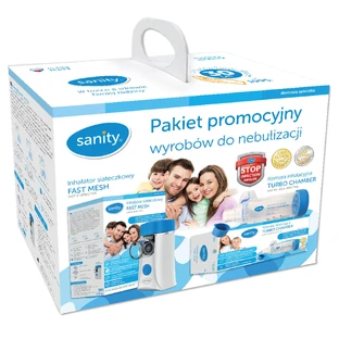 Sanity, promotional package of nebulization products, Fast Mesh, mesh inhaler, 1 piece + Turbo Chamber, inhalation chamber, 1 piece