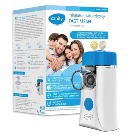 Sanity, promotional package of nebulization products, Fast Mesh, mesh inhaler, 1 piece + Turbo Chamber, inhalation chamber, 1 piece
