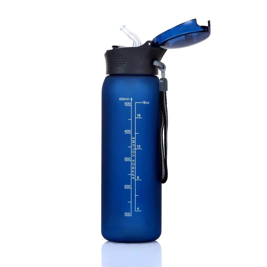 Casno, bouteille en tritan Colorado avec paille, bleue, 600 ml