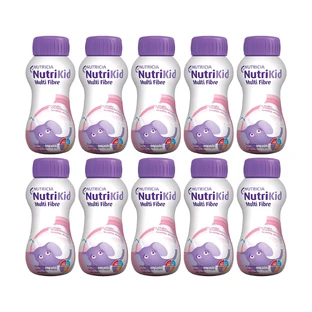 NutriKid Multi Fibre kit, preparado nutricional para niños mayores de 1 año, sabor fresa, 10 x 200 ml