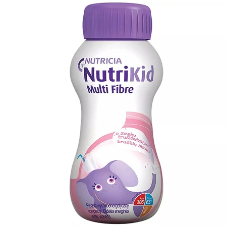 NutriKid Multi Fibre kit, preparado nutricional para niños mayores de 1 año, sabor fresa, 10 x 200 ml