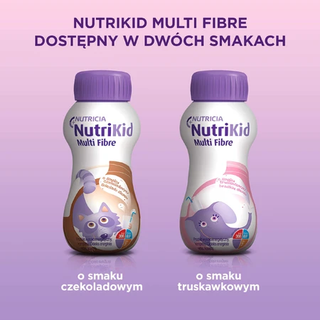 NutriKid Multi Fibre kit, preparado nutricional para niños mayores de 1 año, sabor fresa, 10 x 200 ml
