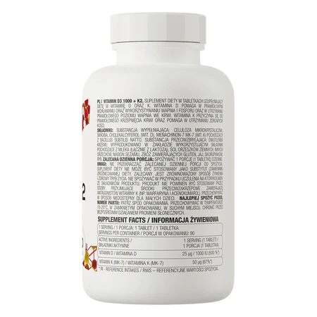 OstroVit Vitamina D3 1000 + K2, 90 comprimate