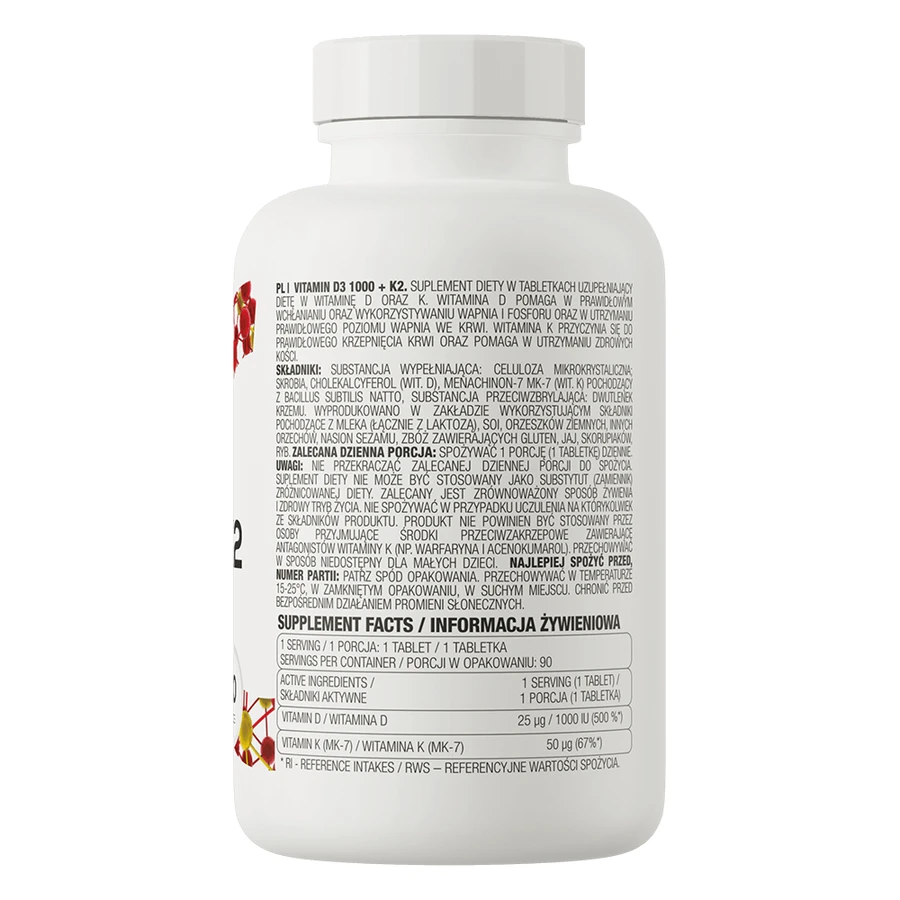 OstroVit Vitamina D3 1000 + K2, 90 comprimate