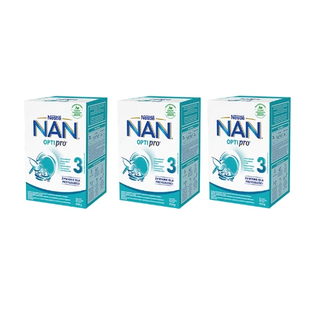 Set Nestle NAN Optipro 3, Junior aangepaste melk voor kinderen vanaf 1 jaar, 3 x 650 g